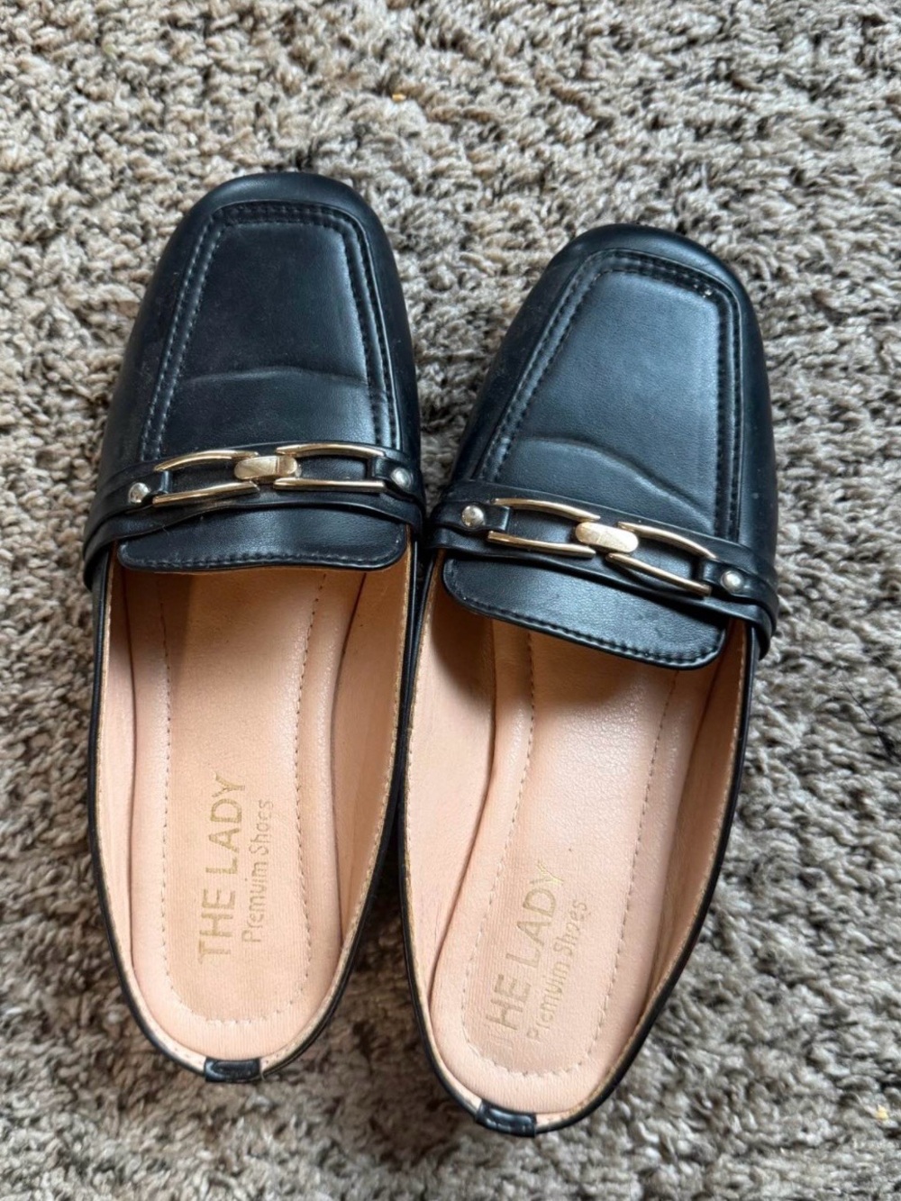 The Lady Premium Shoes Black Gold Loafers EU 37